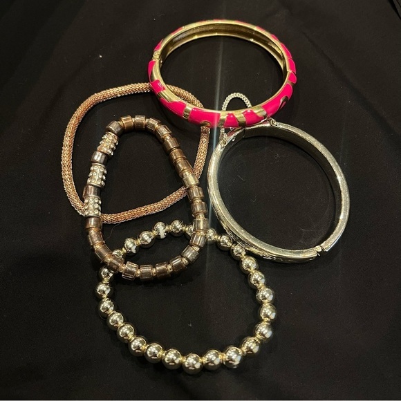 3 For $20! Various Bangle Bracelets Gold & Silver Toned Pink Bracelet Set of 6 - Picture 3 of 5